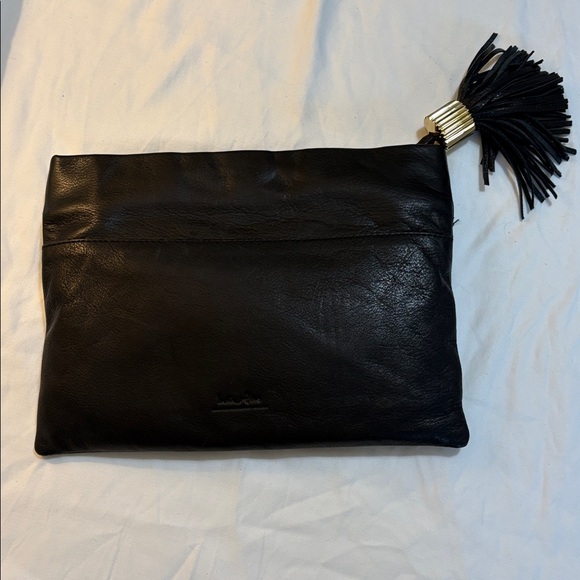 India Hicks Black Supple Leather Clutch with Tassel NWOT - Picture 4 of 6